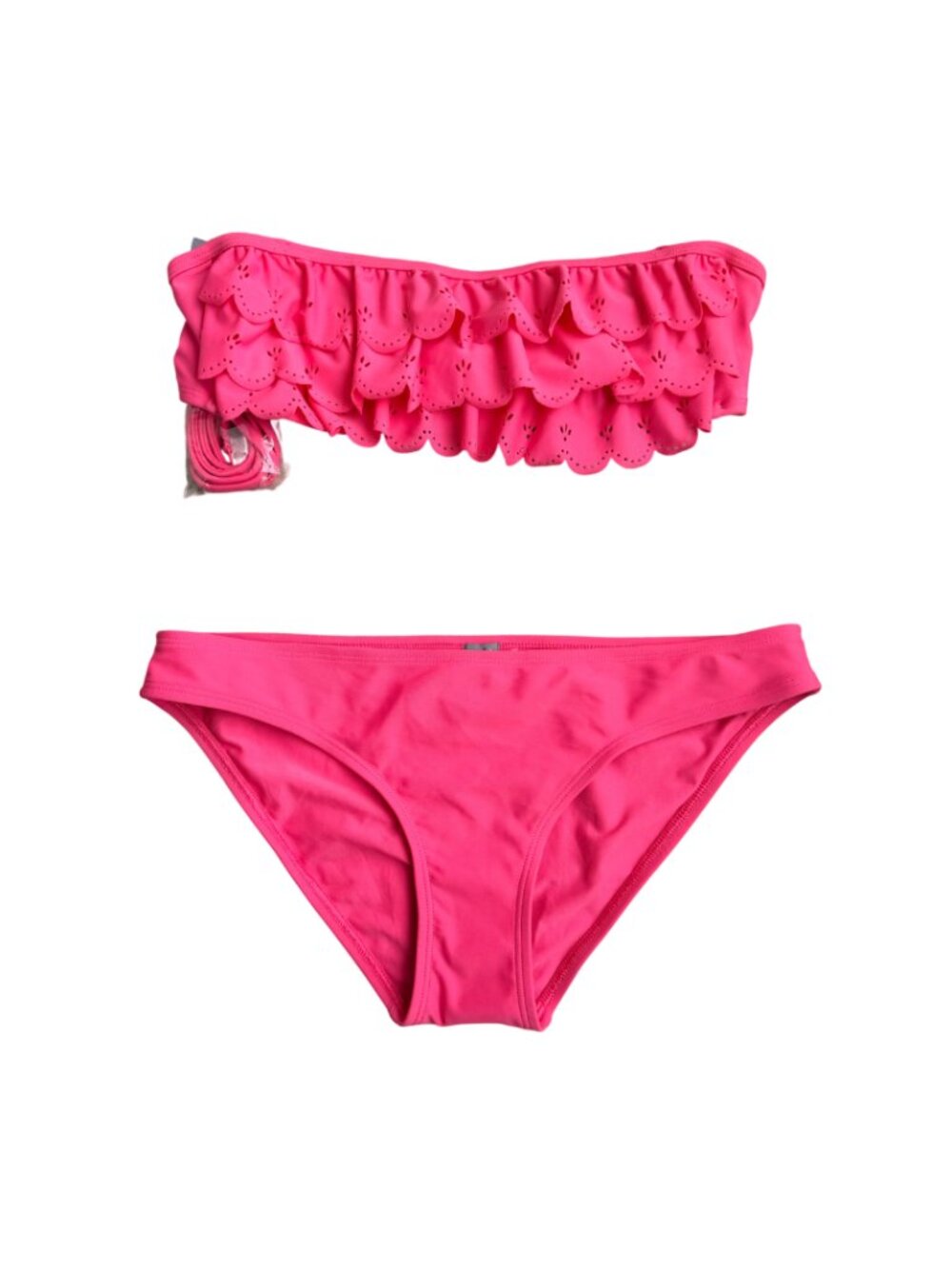 New Aerie Hot Pink Bikini Set - Ruched Strapless Bandeau Top & Bottoms, Size S